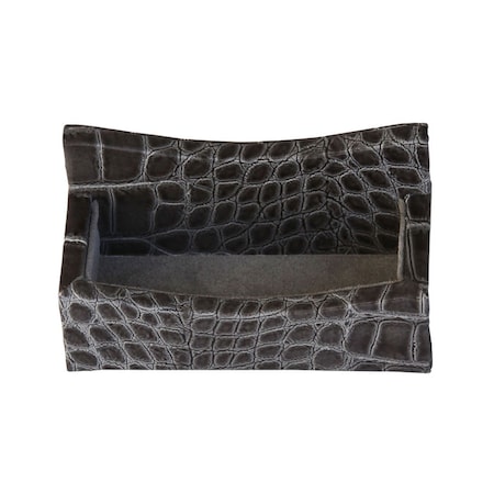 Dacasso Protacini Castlerock Gray Italian Patent Leather Business Card Holder A6207